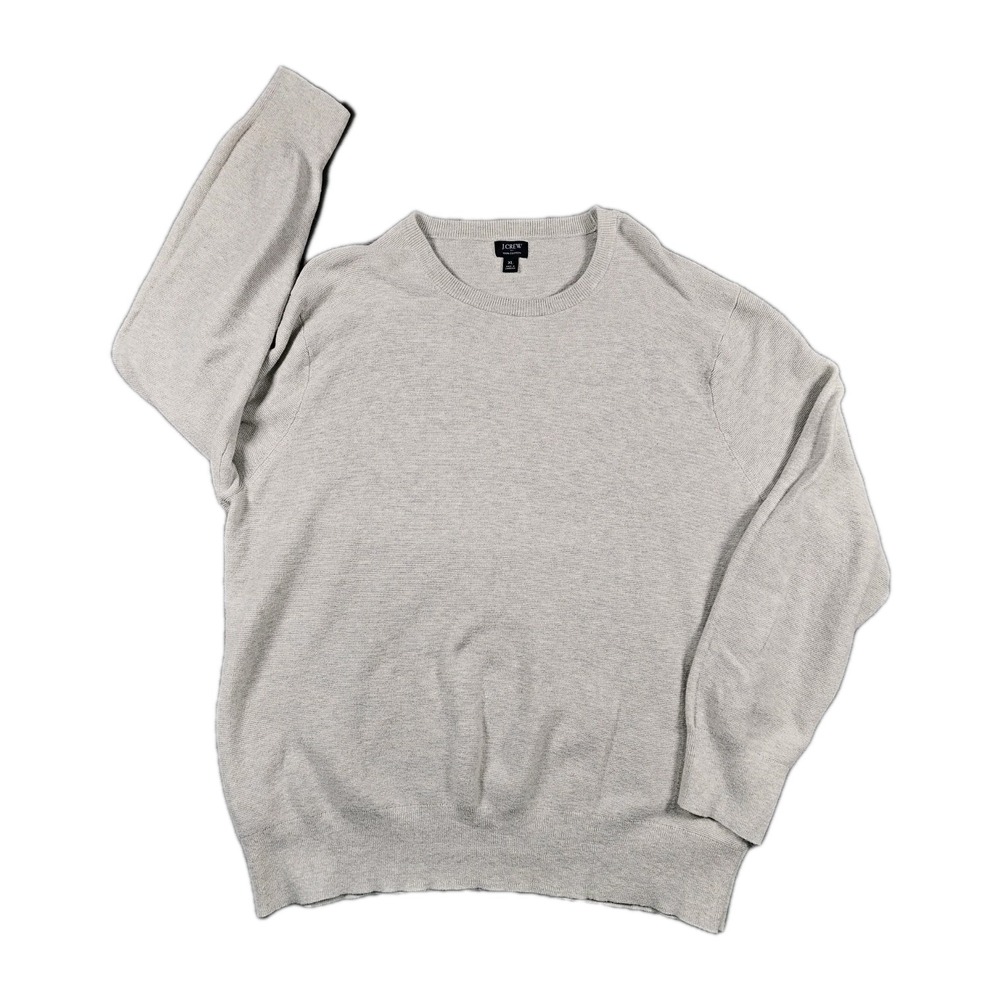 J.Crew XL Men Beige Cotton Fine‎ Gauge Crewneck Pullover Sweater Style AF460